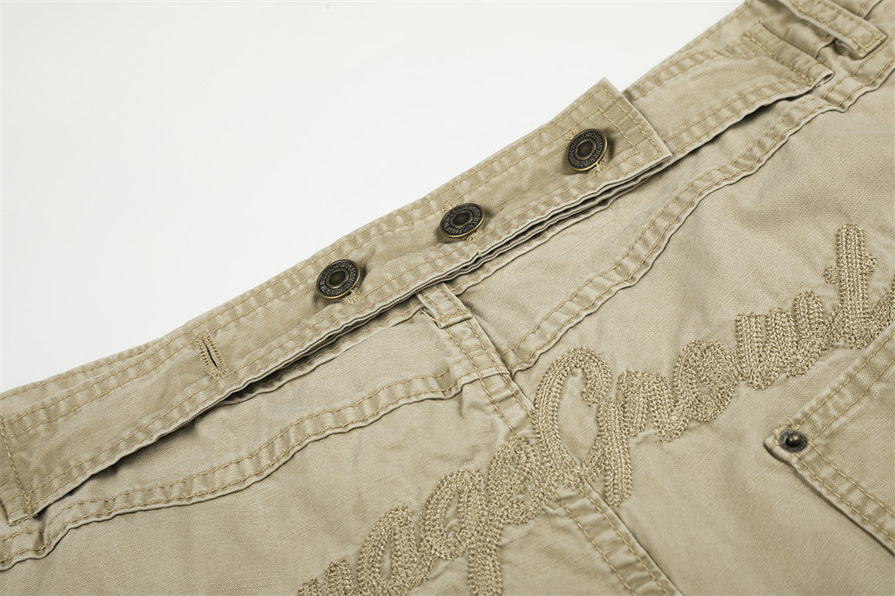 Wide-Leg Cargo Pants with Deconstructed Patchwork Seam Detail