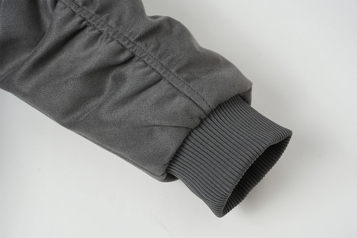 Bomber en suédine avec capuche en fausse fourrure – Manteau d’hiver oversize