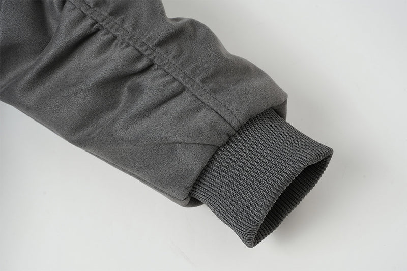 Bomber en suédine avec capuche en fausse fourrure – Manteau d’hiver oversize