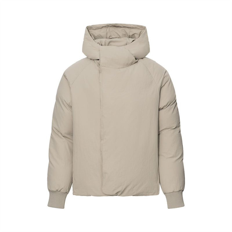 Men's Oversized Hooded Puffer Jacket – Solid Color Relaxed Fit Winter Coat