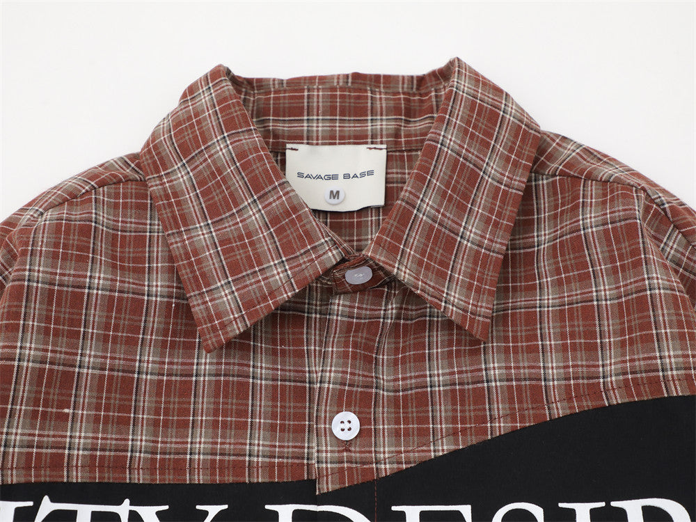 Men's Plaid Patchwork Long Sleeve Shirt – City Desire Graphic Print