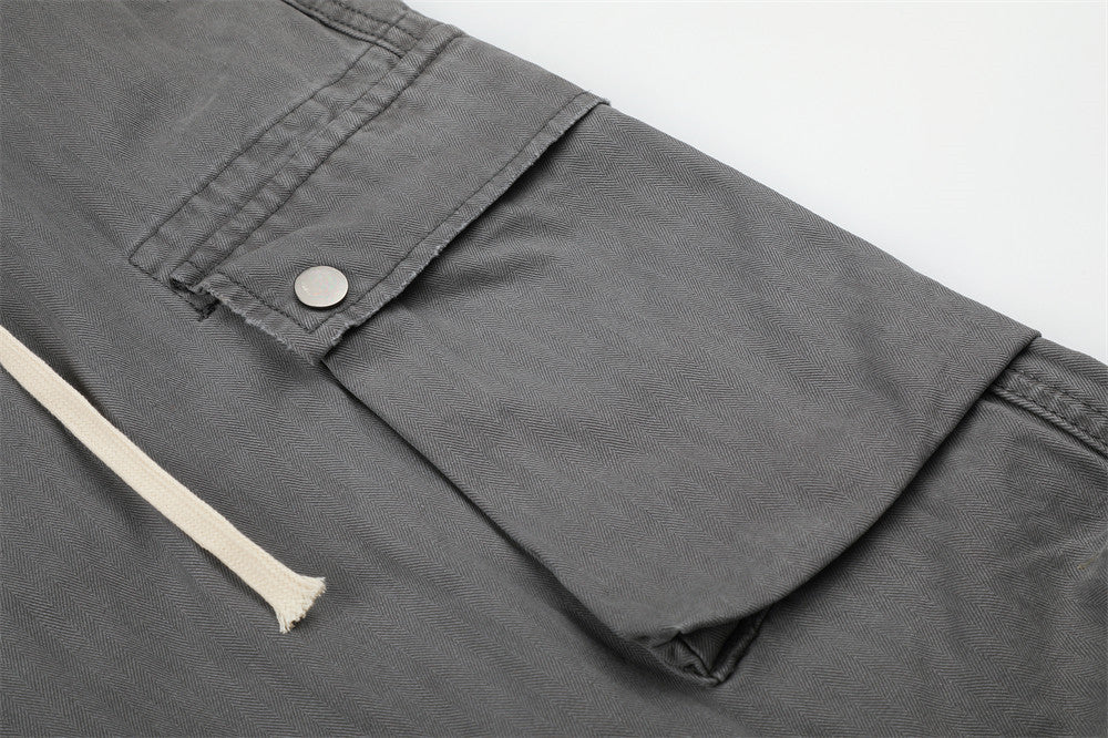 Pantalon cargo homme à jambes larges – Gris anthracite délavé, coupe baggy déstructurée