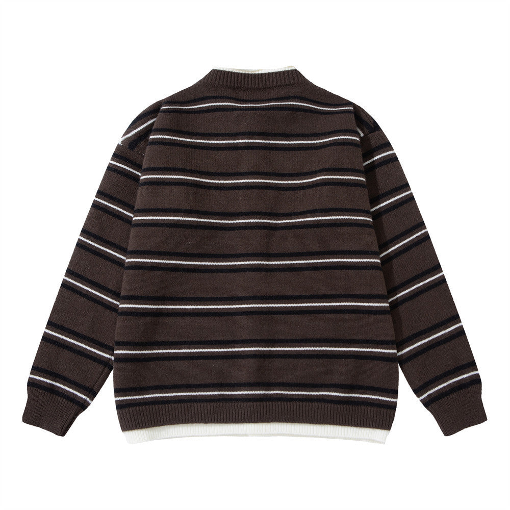 Herren-Strickcardigan mit Streifen und Knopfleiste