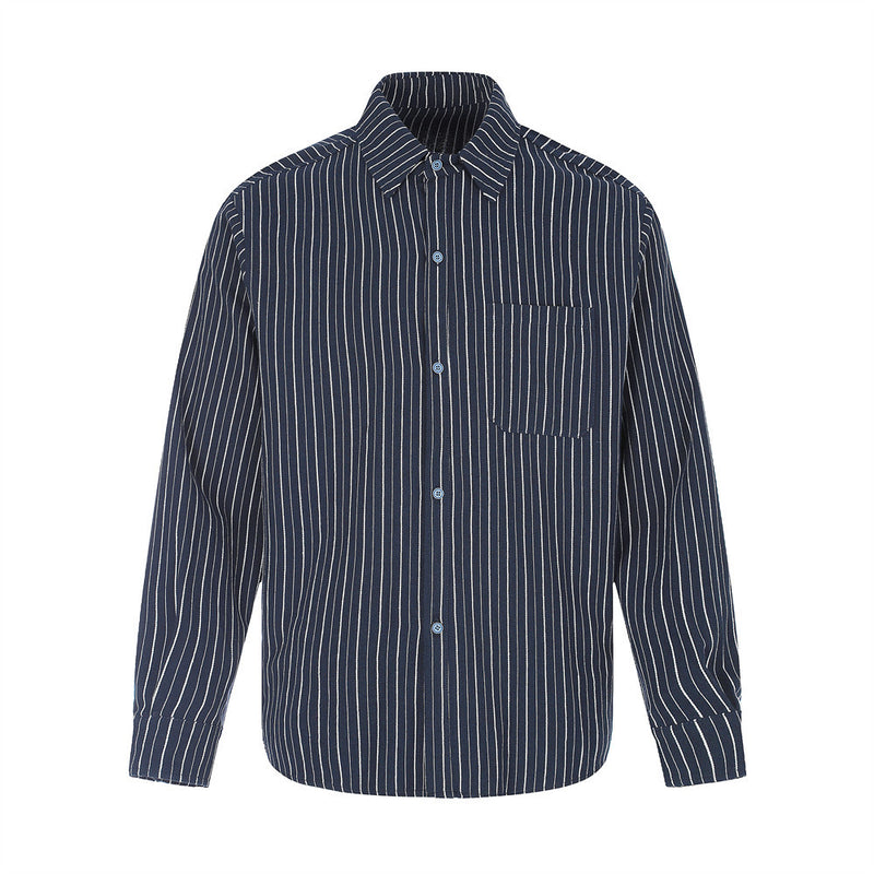 Striped Long Sleeve Shirt – Men's Oversized Relaxed Fit Button-Up