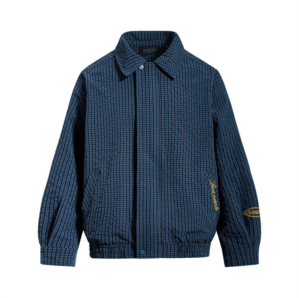 Mens Plaid Suit Jacket Oversized Harrington Streetwear Coat