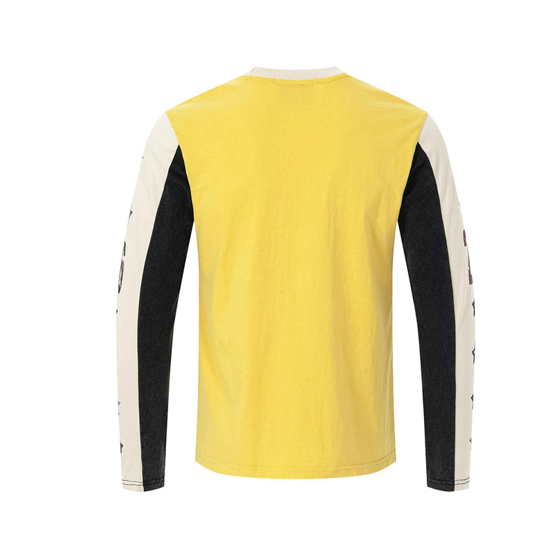 カラーブロック ロングスリーブ グラフィックTシャツ｜ヴィンテージ ストリートウェア コミックプリント