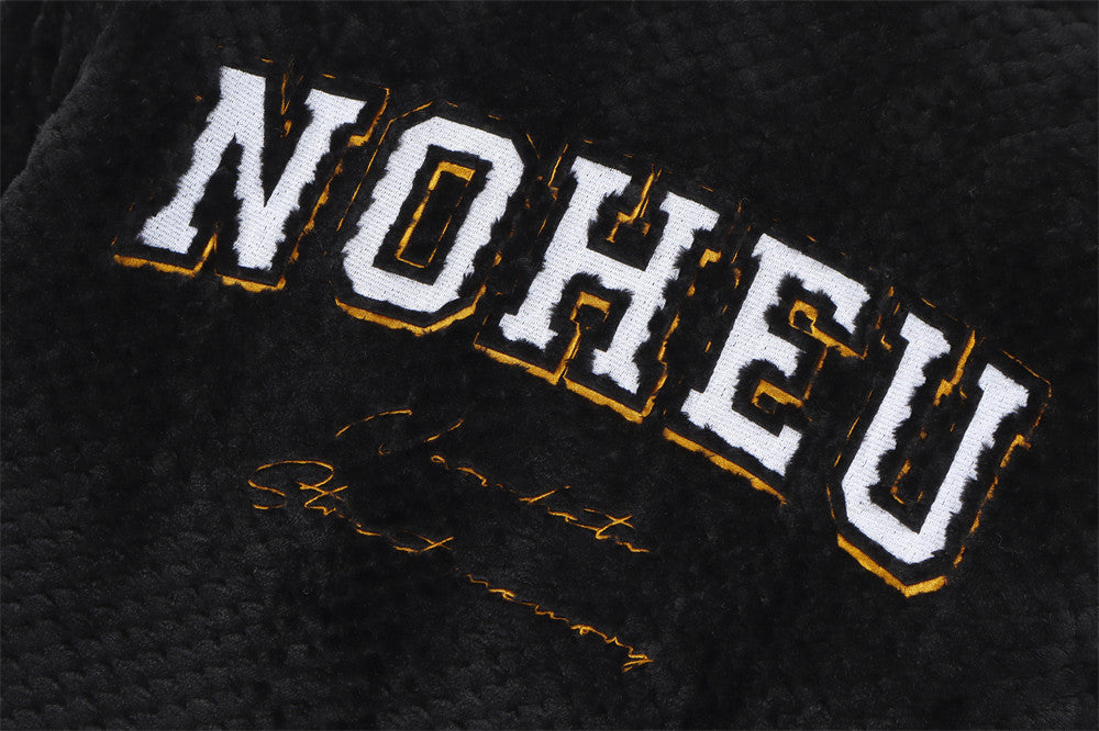 Sudadera con Capucha de Felpa Sherpa con Cremallera – Bordado de Letras Extragrande y Bajo con Cordón