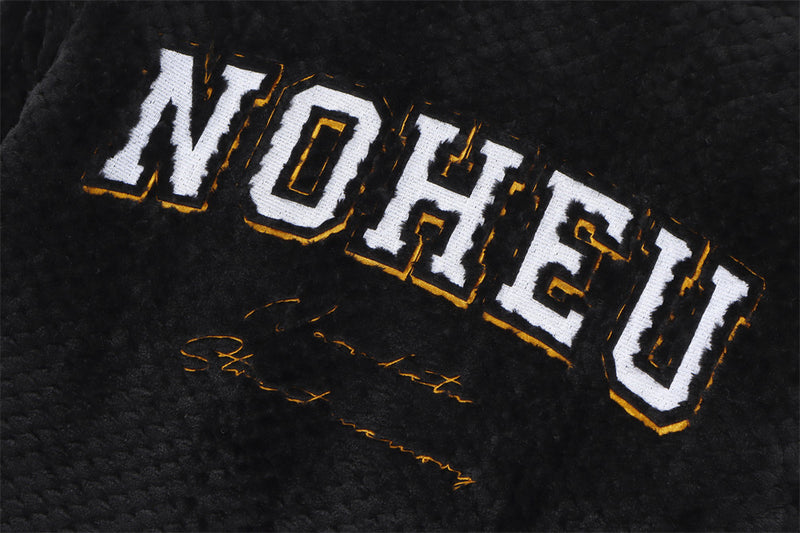 Sudadera con Capucha de Felpa Sherpa con Cremallera – Bordado de Letras Extragrande y Bajo con Cordón