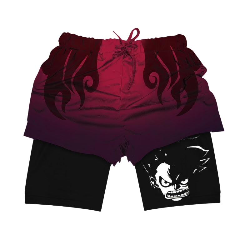 One Piece Gear Fourth Gym Shorts - Luffy Anime Workout Shorts para hombres y mujeres | Ropa de aptitud de alto rendimiento