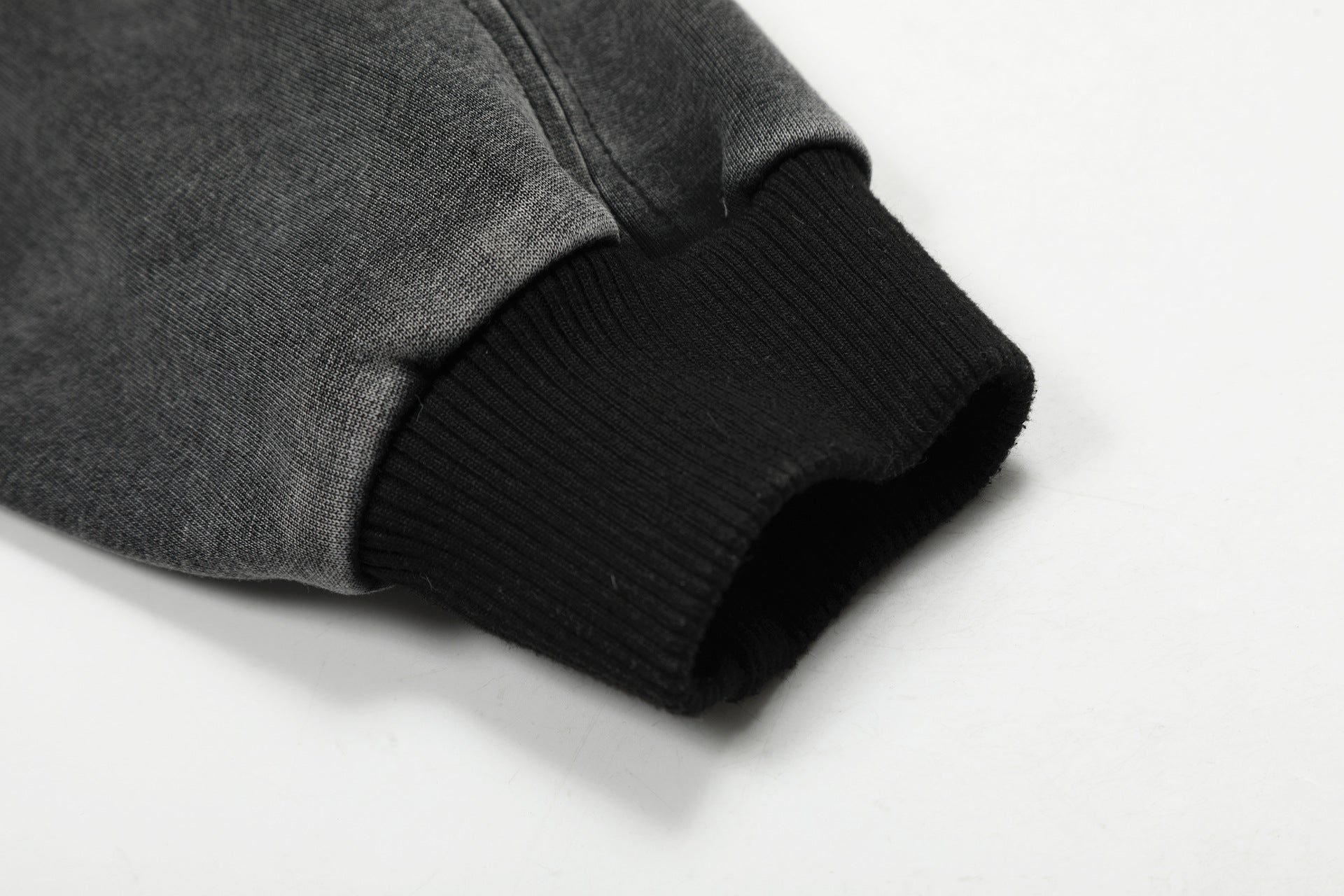 Distressed Zip Up Hoodie – Deconstructed Bomber-Style Washed Fleece Jacket