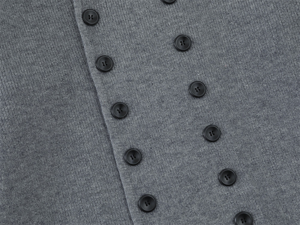 Double-Breasted V-Neck Knit Cardigan – Men's Relaxed Fit Sweater Jacket