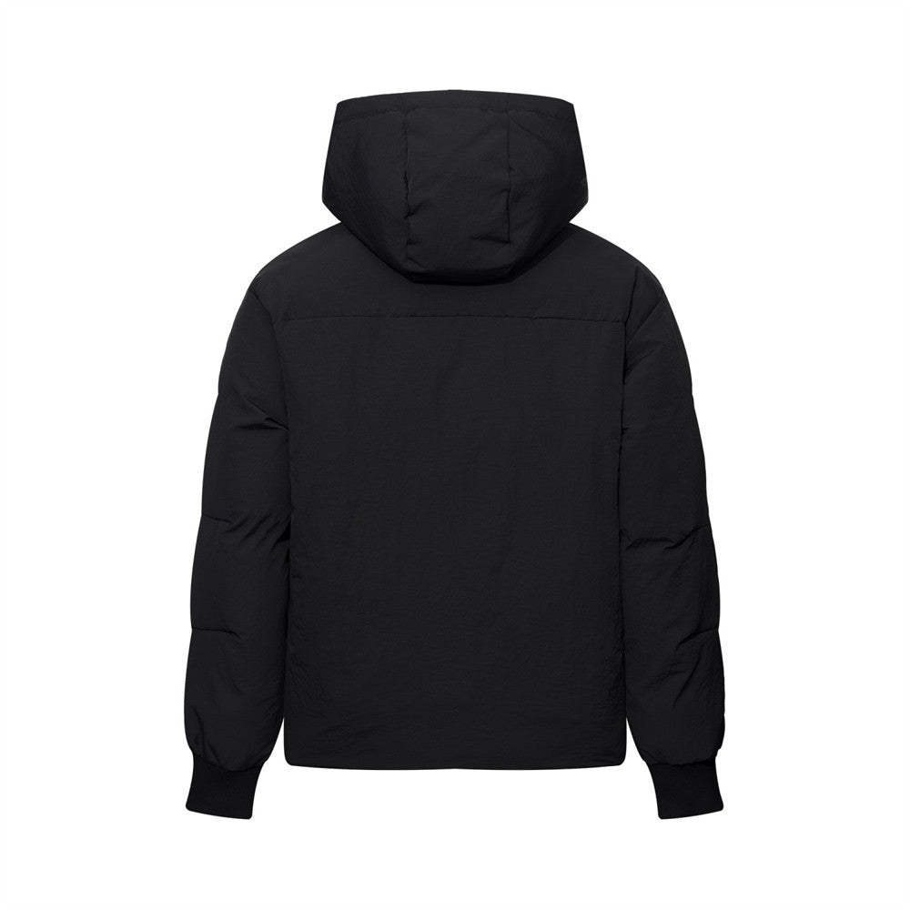 Men's Oversized Hooded Puffer Jacket – Solid Color Relaxed Fit Winter Coat