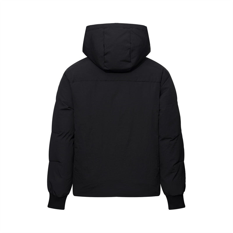Men's Oversized Hooded Puffer Jacket – Solid Color Relaxed Fit Winter Coat