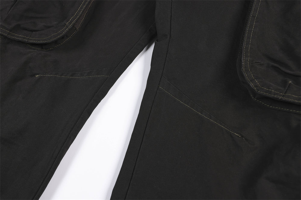 Wide-Leg Cargo Pants with Union Jack Patch and Multi-Pocket Design