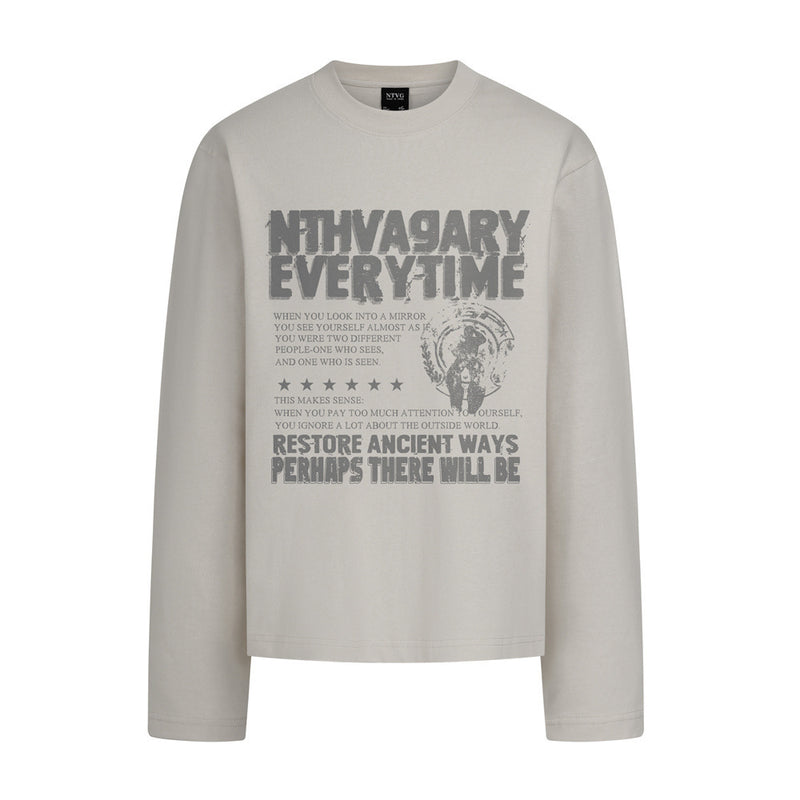 Long Sleeve Graphic Print Oversized Crew Neck Tee – NTHVAGARY Everytime