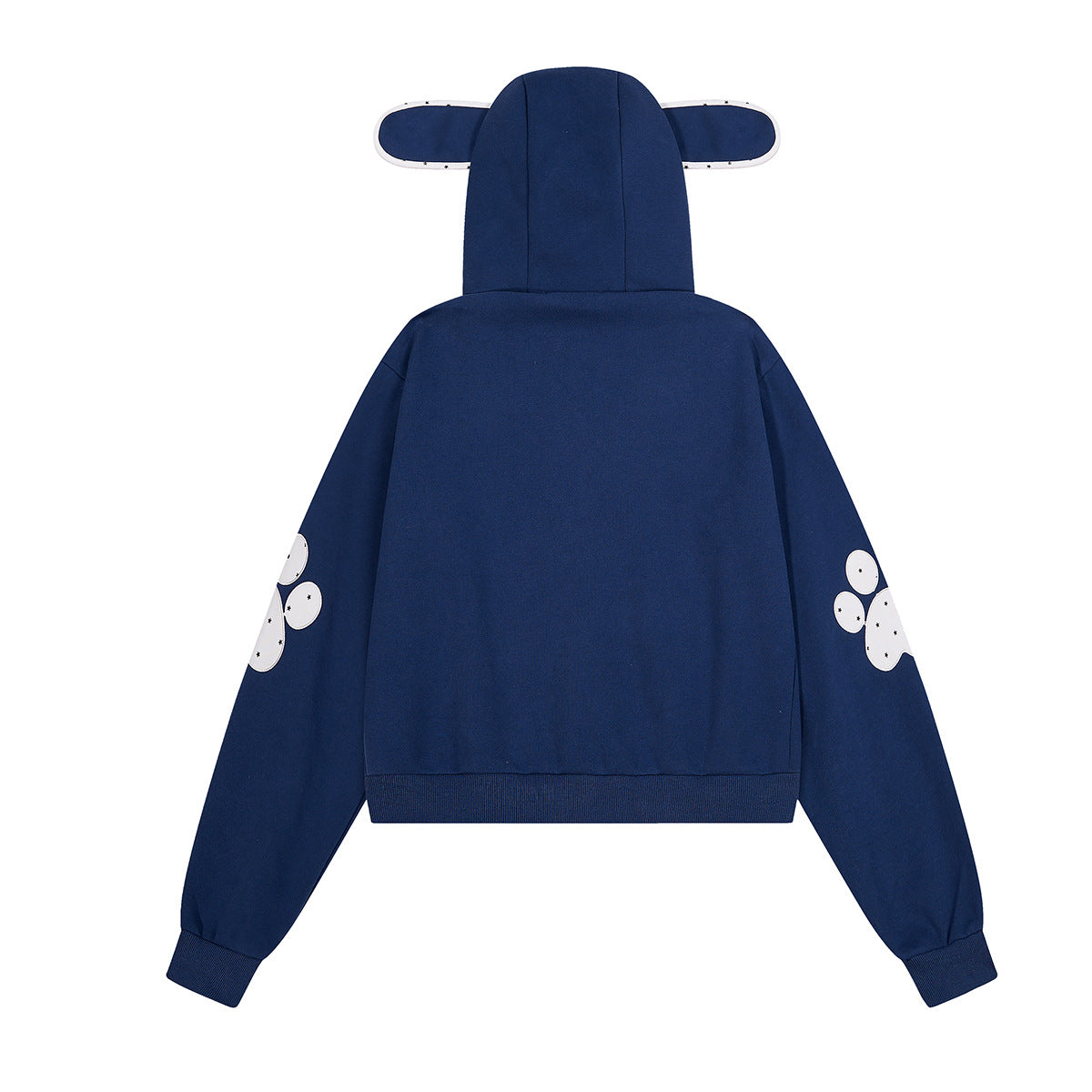Sweat à capuche graphique bleu marine – Sweat cropped zippé avec écusson chien cartoon