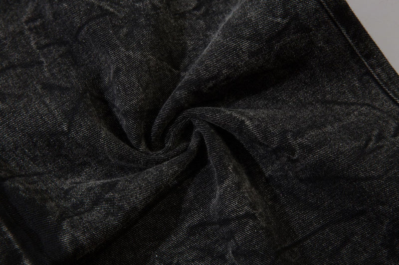 Jean baggy noir homme – Denim large brodé d'éclairs