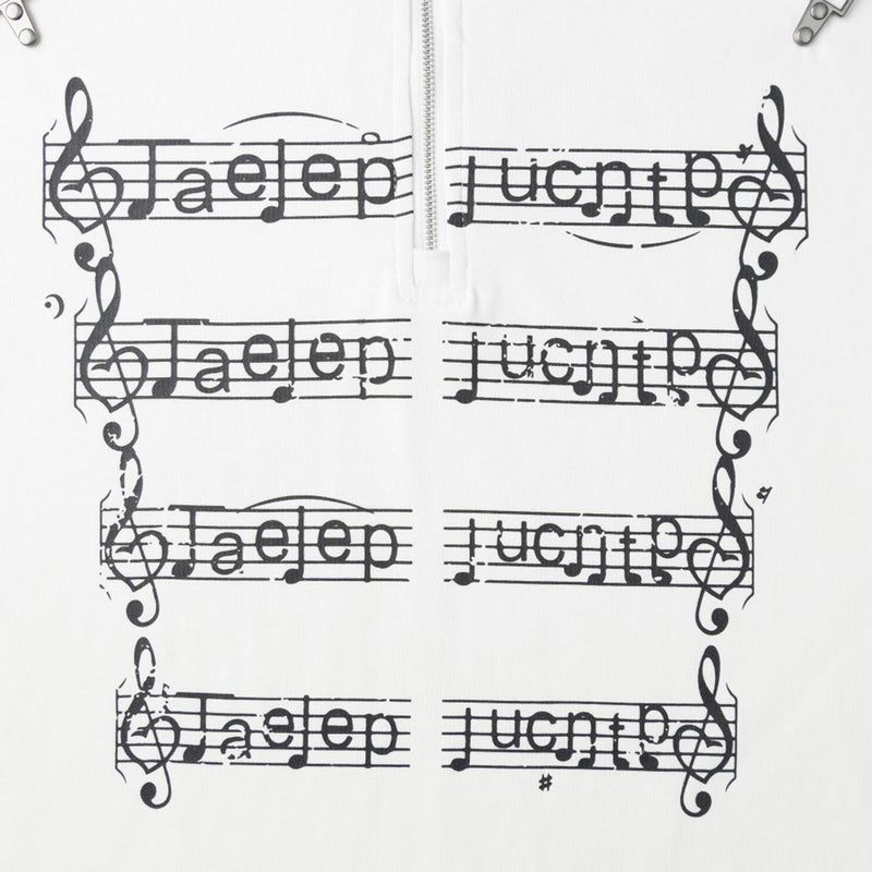 Men's Zip-Up Mock Neck Sweatshirt with Music Note Print — Oversized High-Street