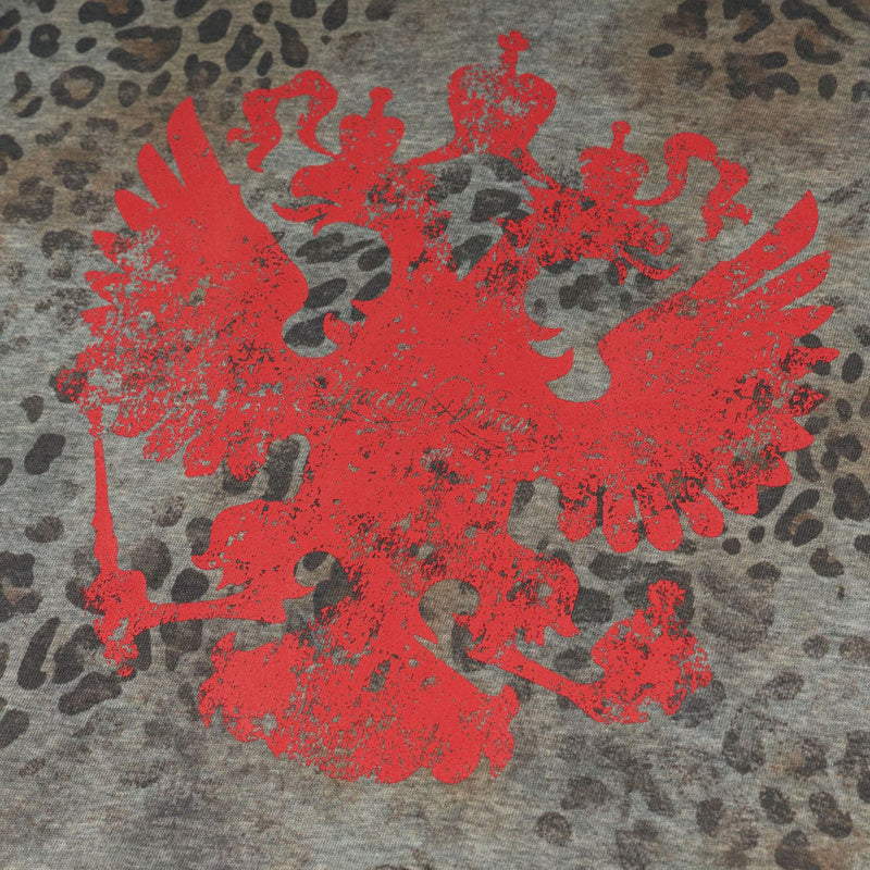 Sudadera con cremallera de estampado de leopardo, alas tribales y gráfico de águila doble
