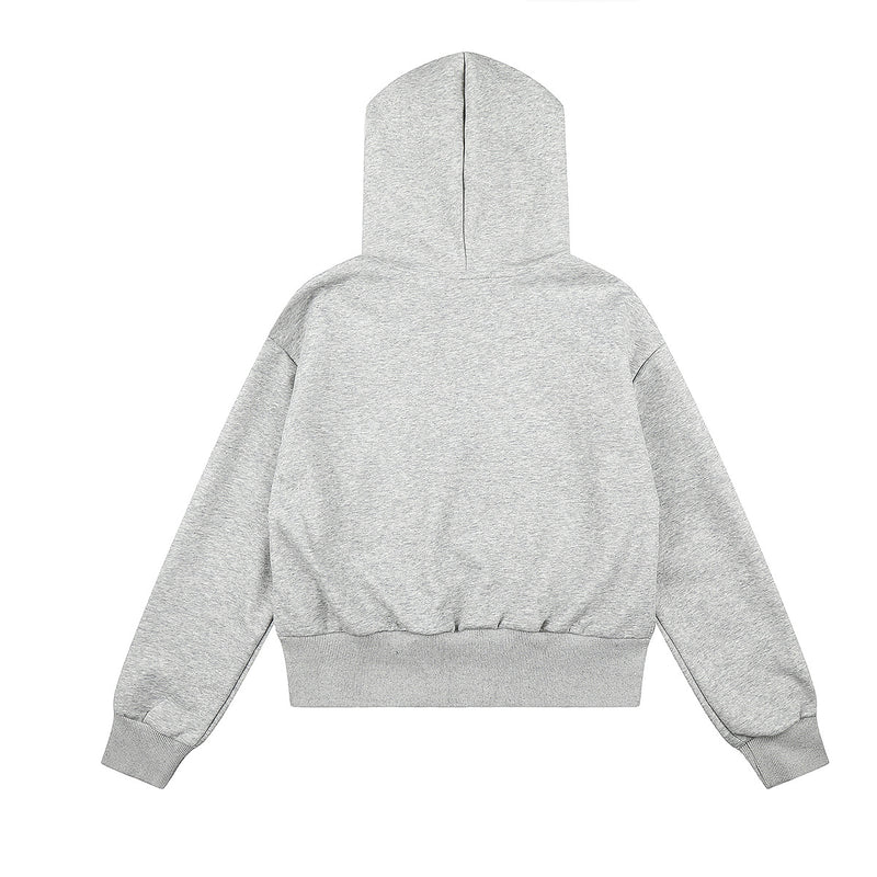 Sweat à capuche zippé avec écusson croix clouté et doublure camouflage