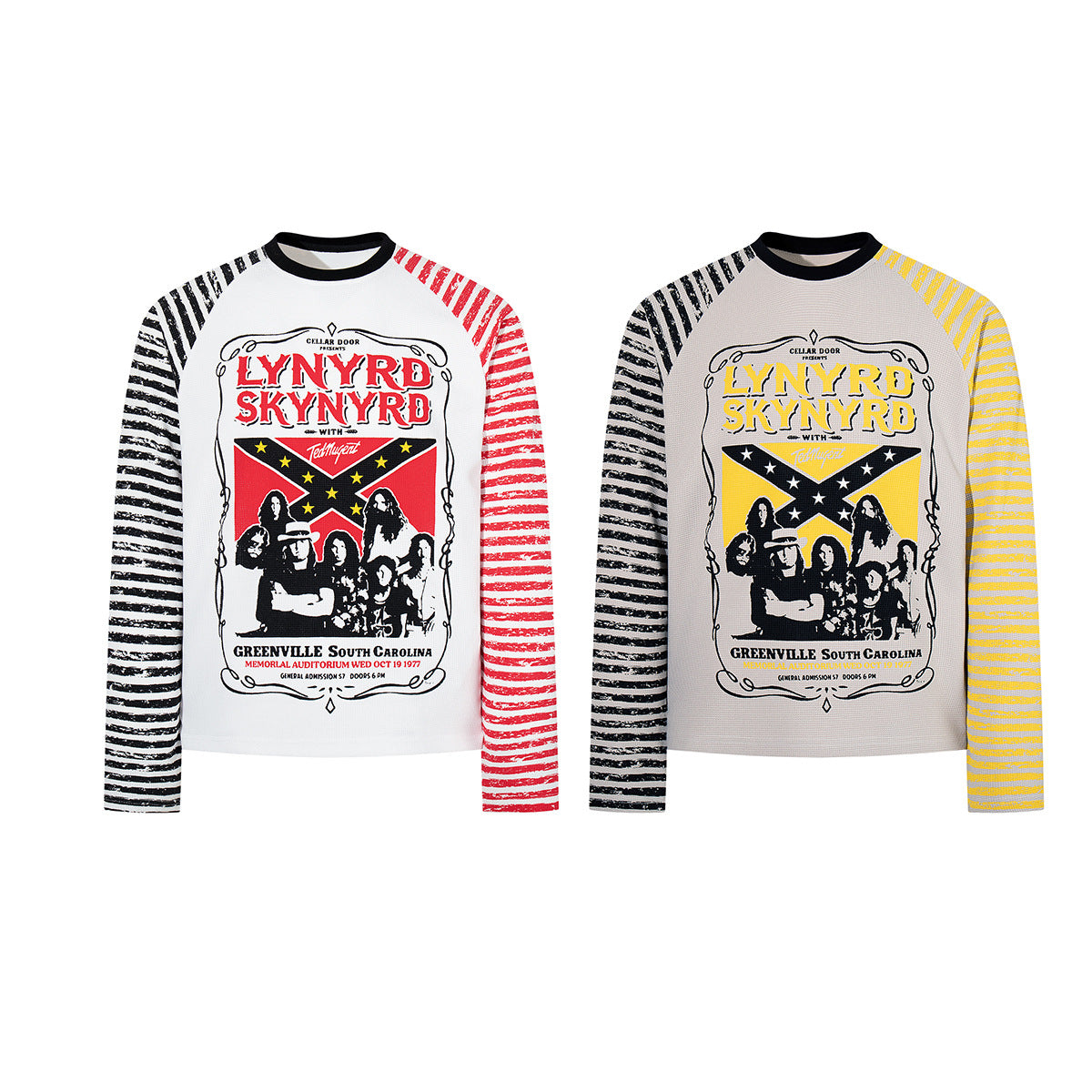 Long Sleeve Raglan Shirt – Lynyrd Skynyrd 1977 Concert Graphic with Mismatched
