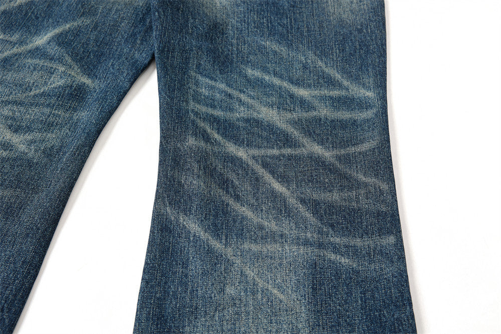 Wide-Leg Washed Distressed Jeans – Men's Vintage American Streetwear