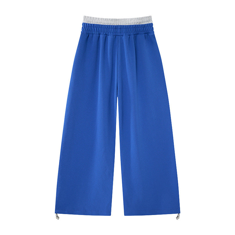 Pantalon de survêtement à jambes larges, graffiti croix et fausse double ceinture