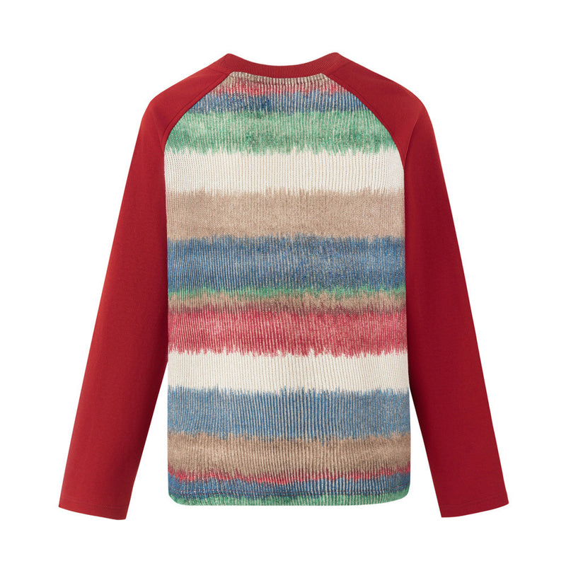 Men's Tie-Dye Stripe Raglan Long Sleeve Sweater with Colorblock Sleeves