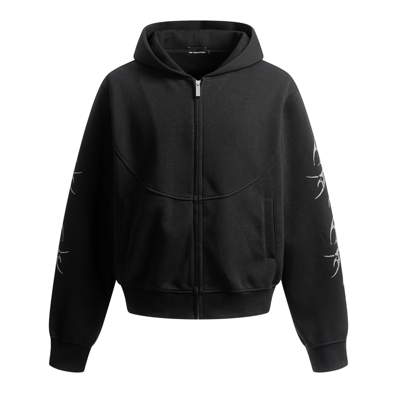 Sudadera extragrande con capucha y cremallera y estampado tribal — Conjunto urbano