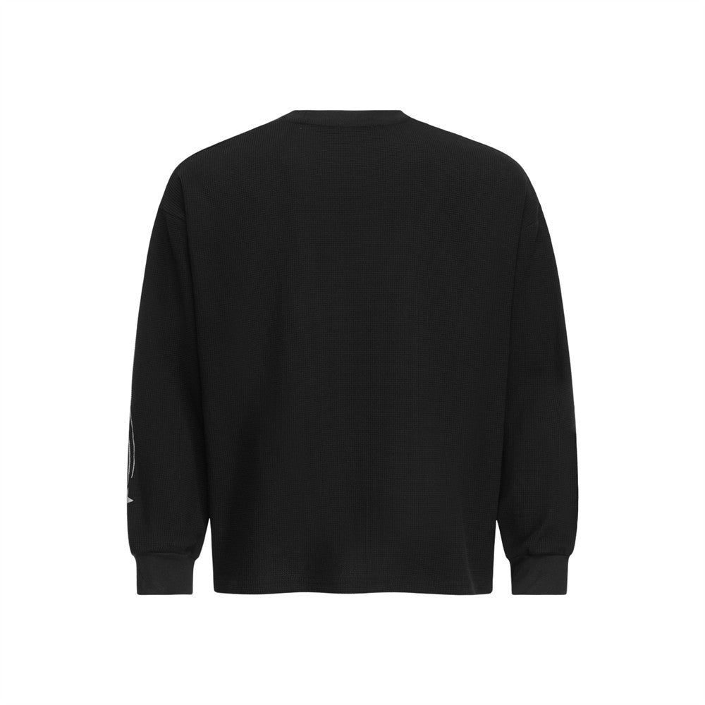 Long Sleeve Men T-Shirt 777 Leopard Print Waffle Knit Crewneck
