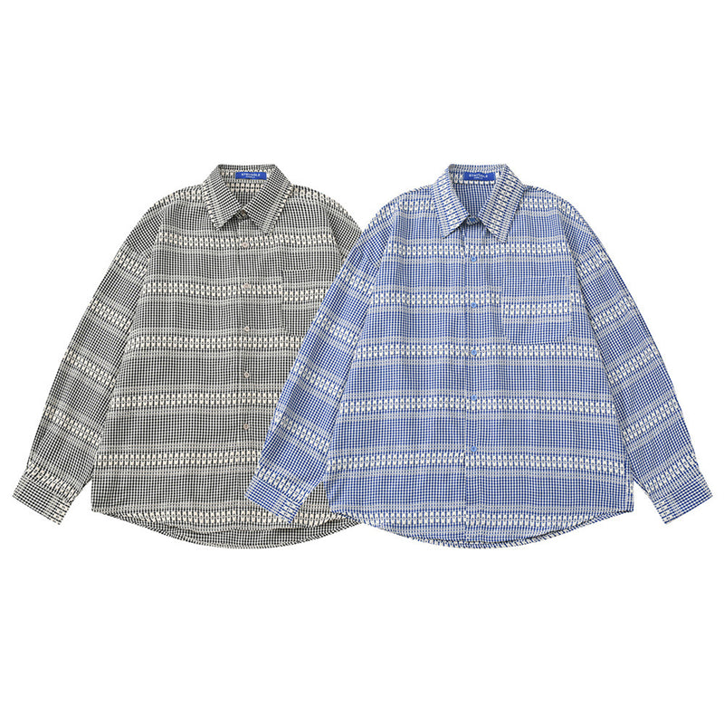 Men's Plaid Long Sleeve Oversized Button-Up Shirt