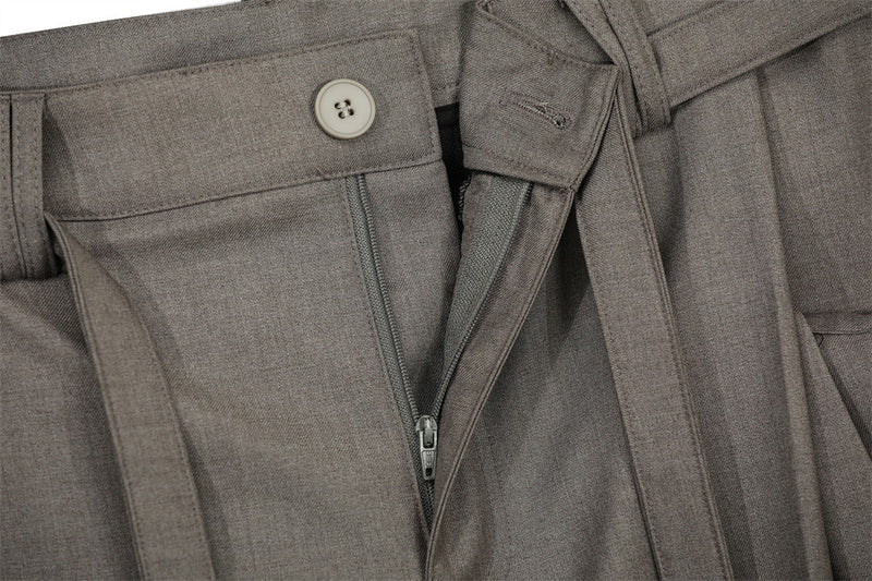Wide-Leg Pleated Trousers with Drawstring Waist