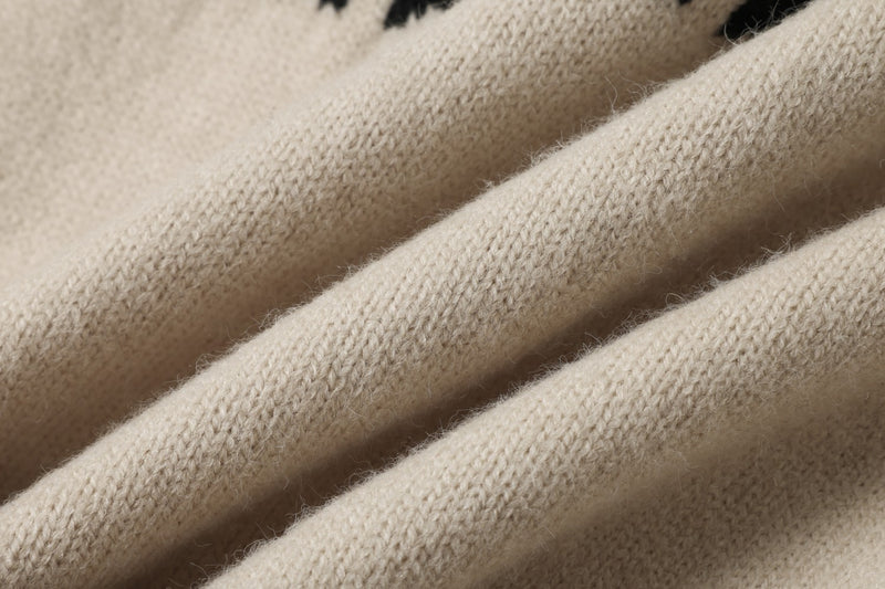 Fair Isle Jacquard Polo Collar Knit Sweater – Vintage Pattern Pullover