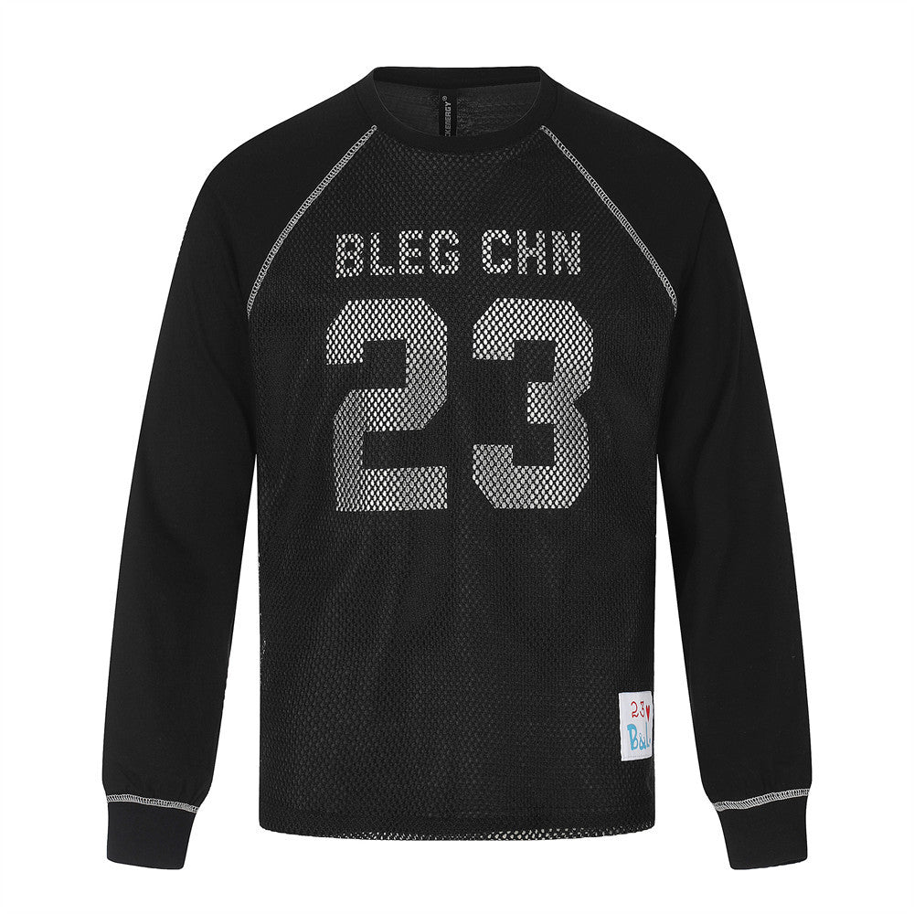 Men's Long Sleeve Tee Shirts – Number 23 Mesh Graphic Raglan Top