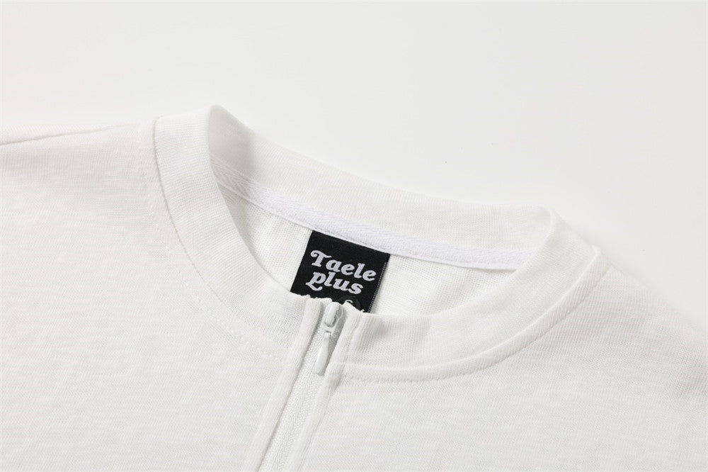 Long Sleeve T-Shirt with Ancient Greek Architecture Print – Relaxed Fit, White