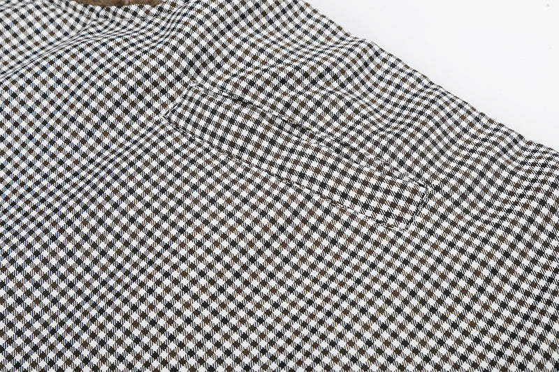 Gilet réversible en polaire teddy et tissu vichy matelassé – Gilet sans manches zippé