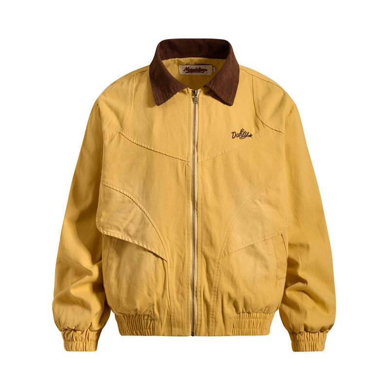 Chaqueta workwear vintage americana de lona para hombre con cuello de pana