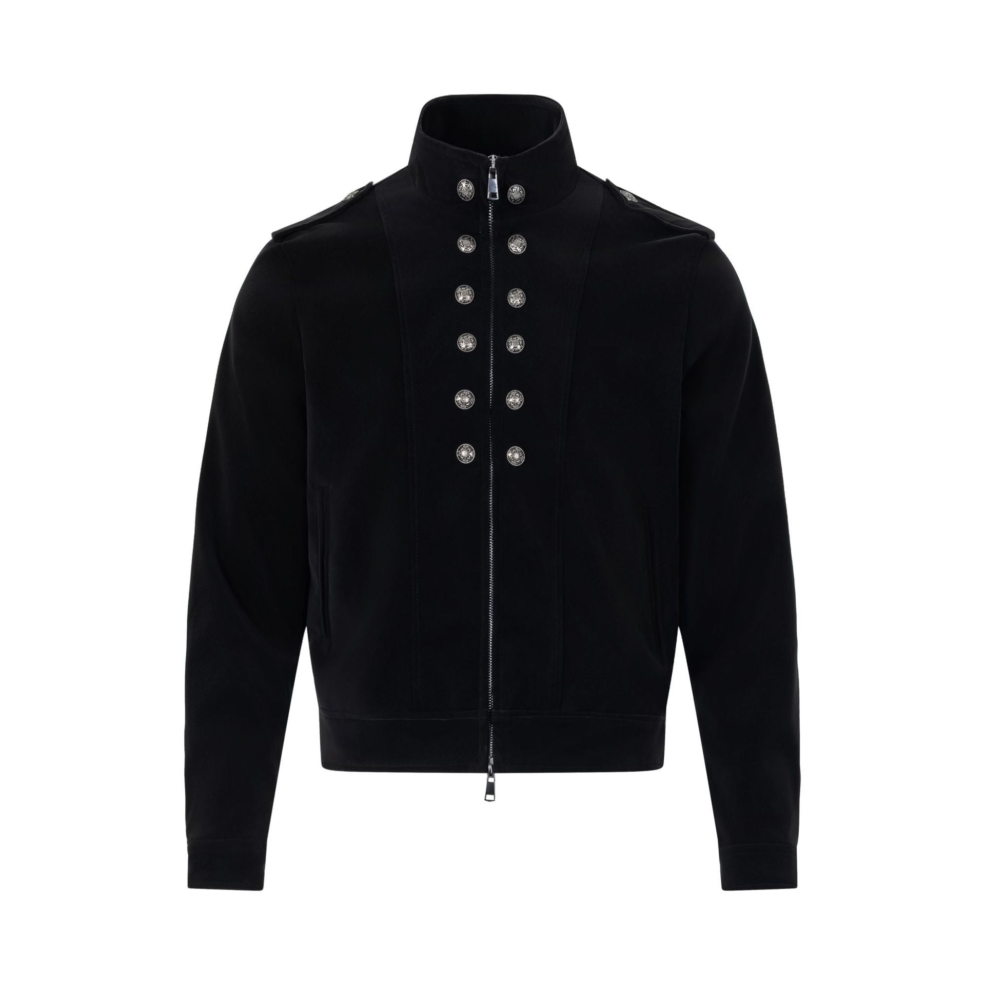 Jacke im Military-Stil mit Stehkragen und zweireihigem Knopfdetail