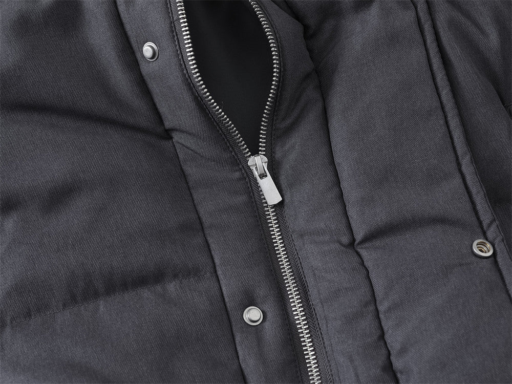Oversized Stand-Collar Puffer Down Jacket – Men's Short Boxy Winter Coat