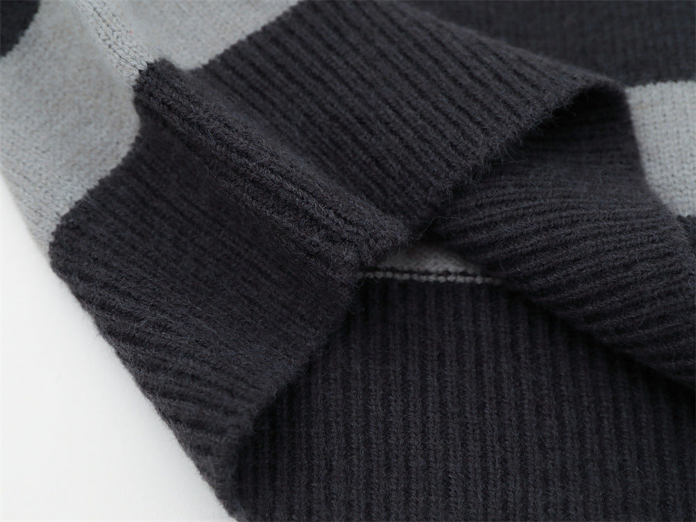 Gestreifter Jacquard-Strickpullover – Gather 16 SavageBase-Print, Relaxed Rundhalsausschnitt