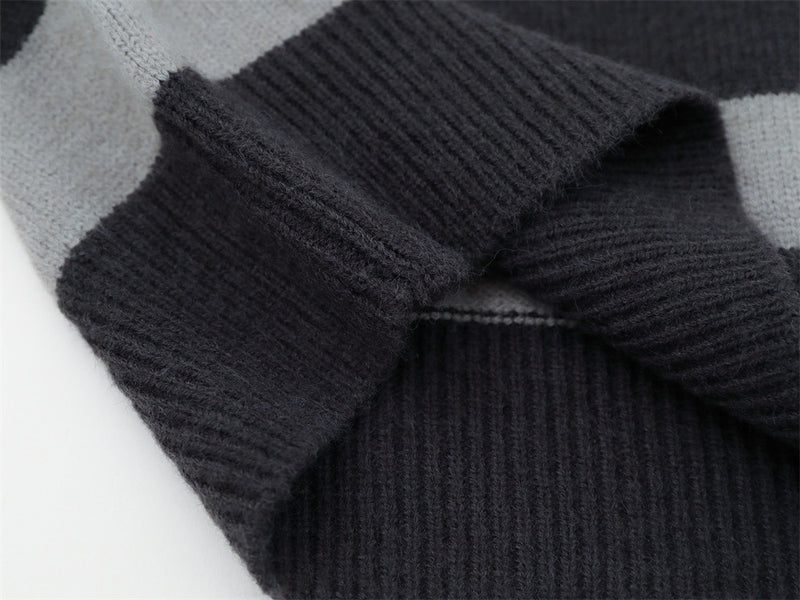 Gestreifter Jacquard-Strickpullover – Gather 16 SavageBase-Print, Relaxed Rundhalsausschnitt