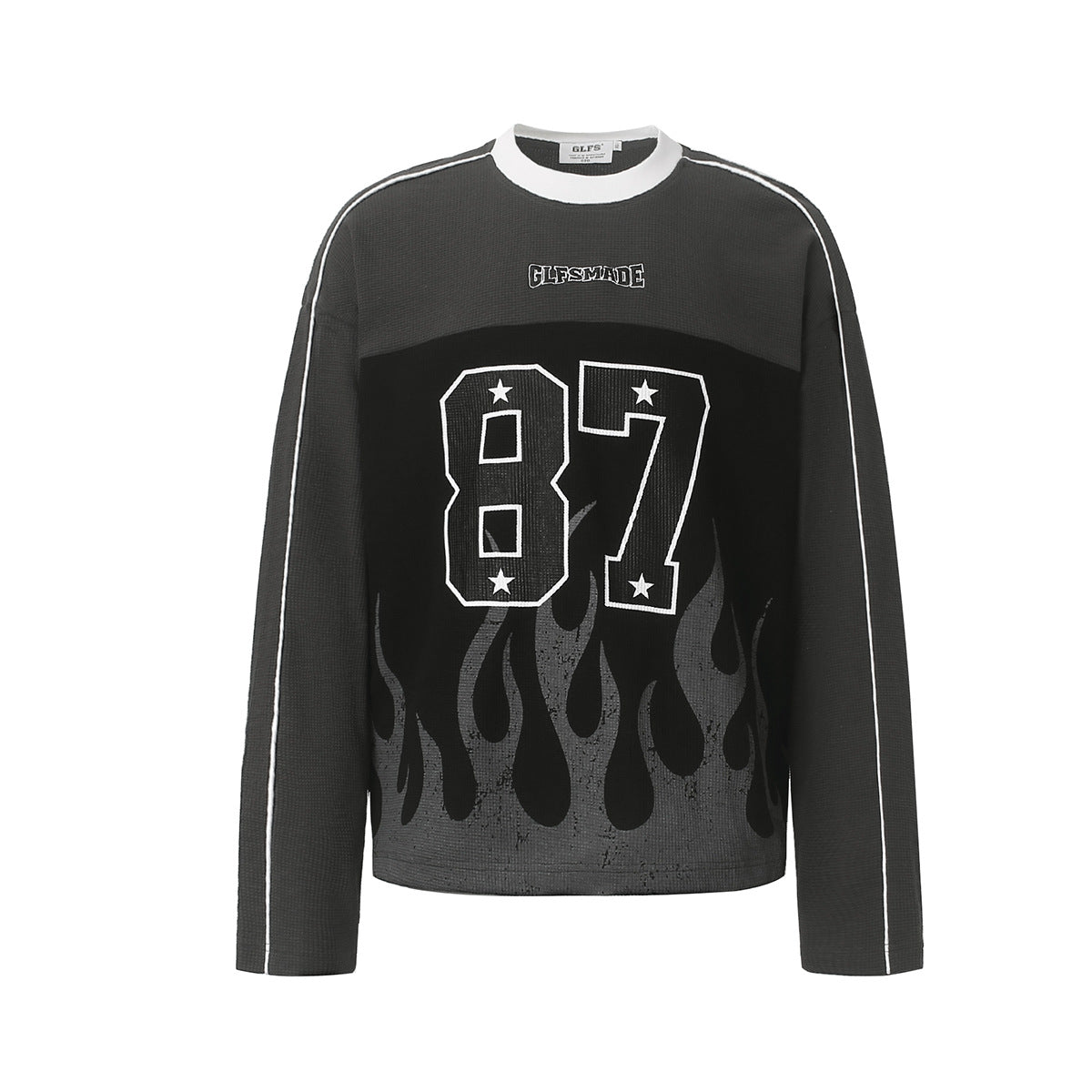 GLFSMADE 87 Flame Print Long Sleeve Graphic Shirt – Racing Streetwear Top