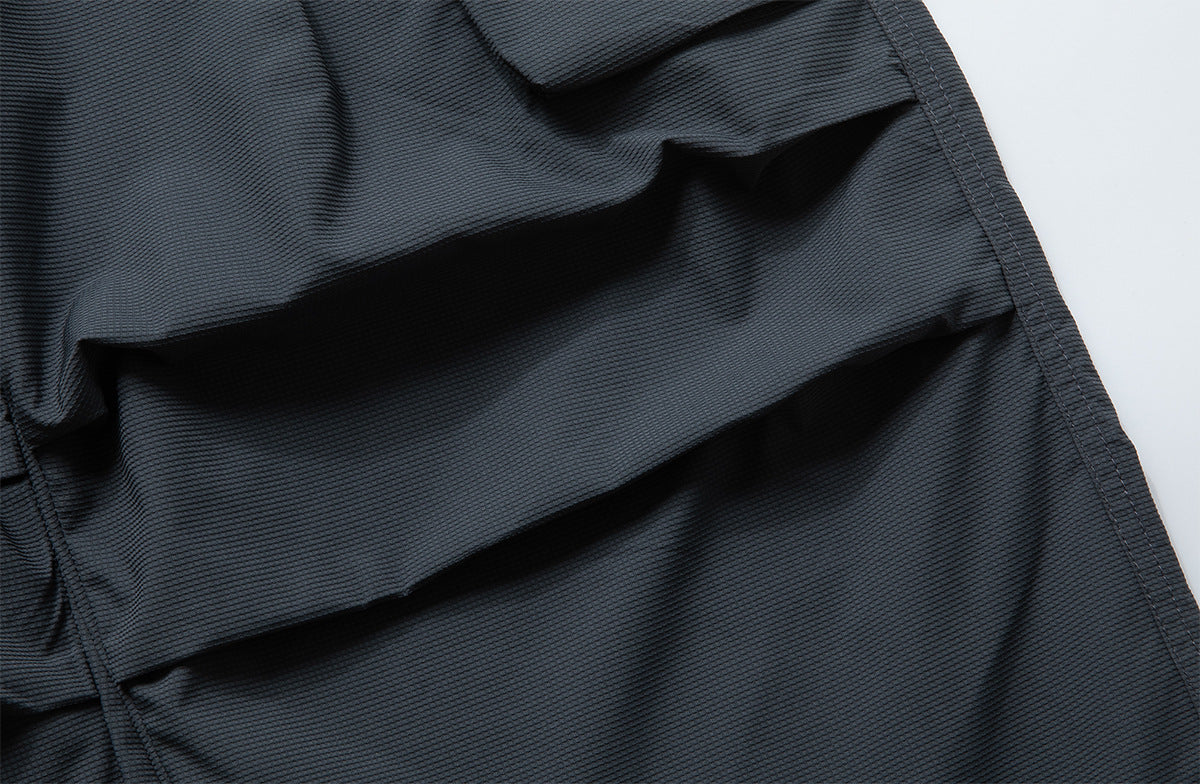 Wide-Leg Cargo Pants with Zipper Pockets – Ripstop Nylon, Relaxed Fit