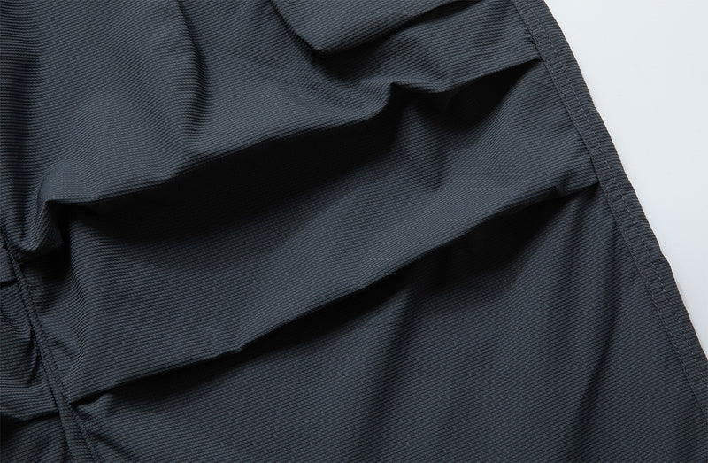 Wide-Leg Cargo Pants with Zipper Pockets – Ripstop Nylon, Relaxed Fit
