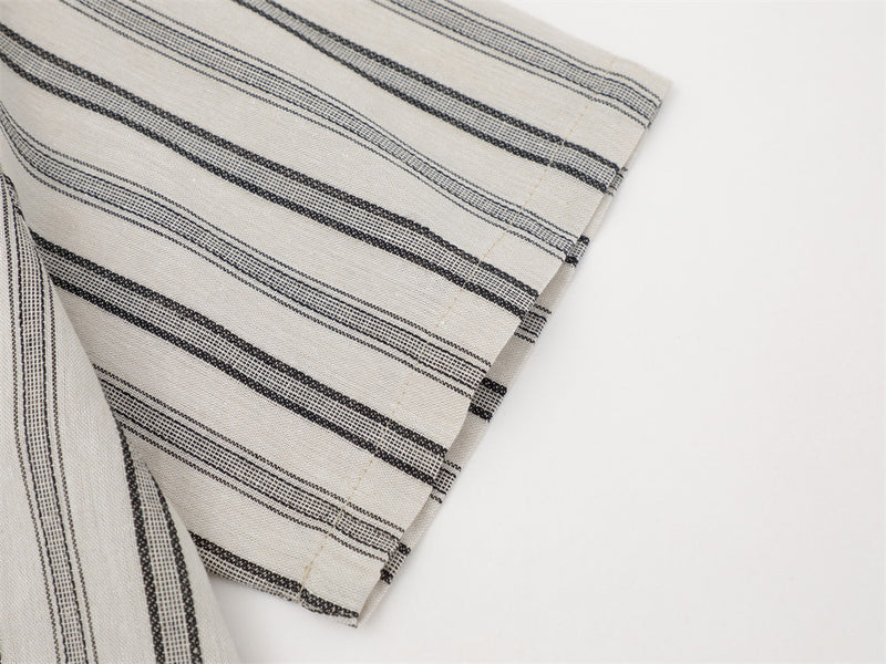 Vertical Stripe Short Sleeve Shirt – Oversized Relaxed Fit