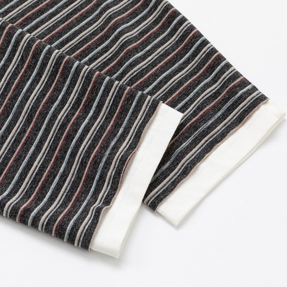 Loose Long Sleeve Striped Shirt – Faux Two-Piece Crewneck Top