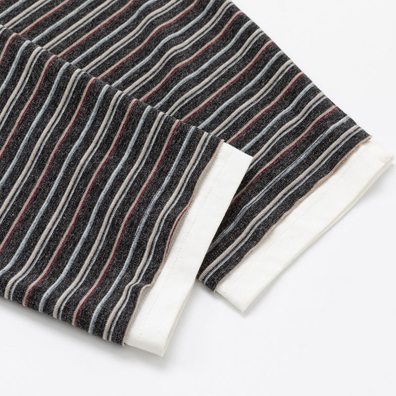 Loose Long Sleeve Striped Shirt – Faux Two-Piece Crewneck Top