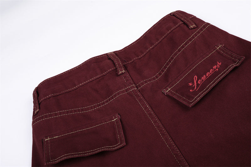 Wide-Leg Pleated Trousers – Curved Barrel Fit with Contrast Stitching