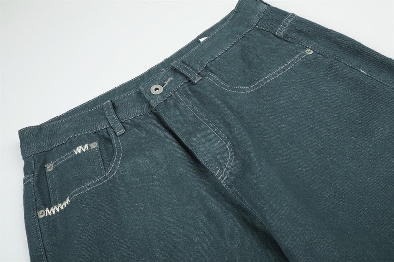 Baggy-Jeans mit weitem Bein für Herren – Kontrastnähte, gerade 5-Pocket-Denimhose