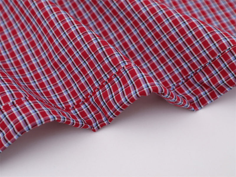 Men's Plaid Long Sleeve Oversized Button-Down Shirt with Drawstring Hem